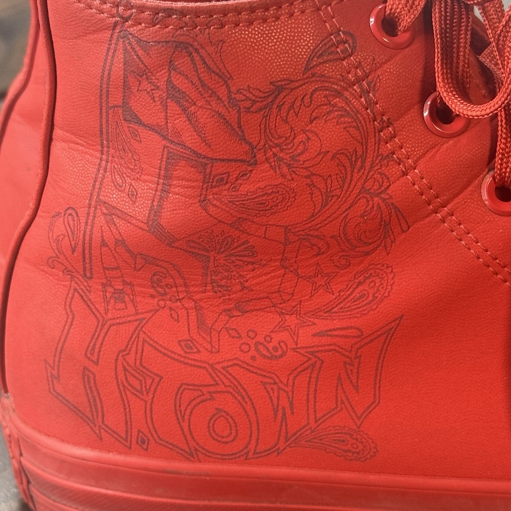 Chuck Taylor Converse High Top Sneaker Laser Tec Tuff Engraved H-Town Mens 12 - Picture 16 of 16